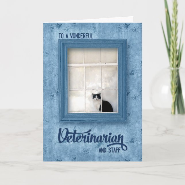 Carte De Remerciements Chat vétérinaire sur une tige (Devant)