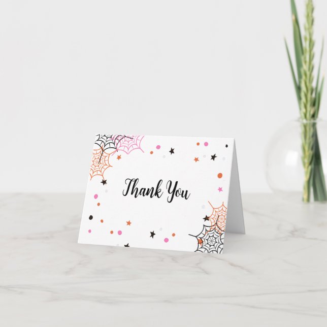 Carte De Remerciements Château Boo Halloween Baby shower fille (Devant)