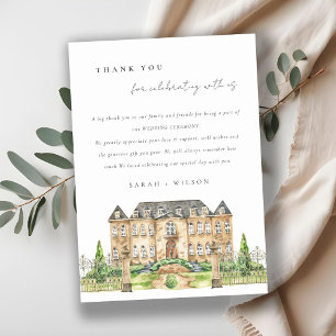 Carte De Remerciements Chateau Chateau Manor Watercolor Mariage