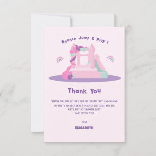Carte De Remerciements Château de Maison de Bounce Rose Anniversaire