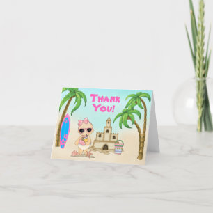 Carte De Remerciements Château de sable et surf