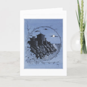 Carte De Remerciements "Château médiéval en bleu"