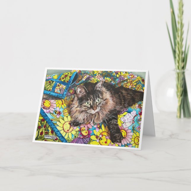 Carte De Remerciements Chats et courtepointes (Devant)