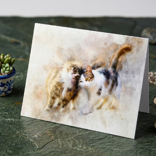 Carte De Remerciements Chats Meilleurs amis pour l'aquarelle