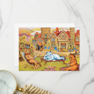 Carte De Remerciements Chats se relaxant dans les jardins de Napsbury by 