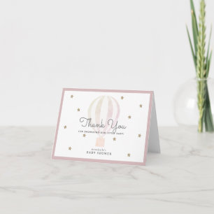 Carte De Remerciements Chaud Air Balloon Douche Wis for Baby Pink
