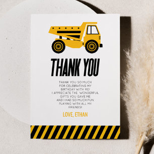 Carte De Remerciements Chauffage de construction Camion Bulldozer fête d'
