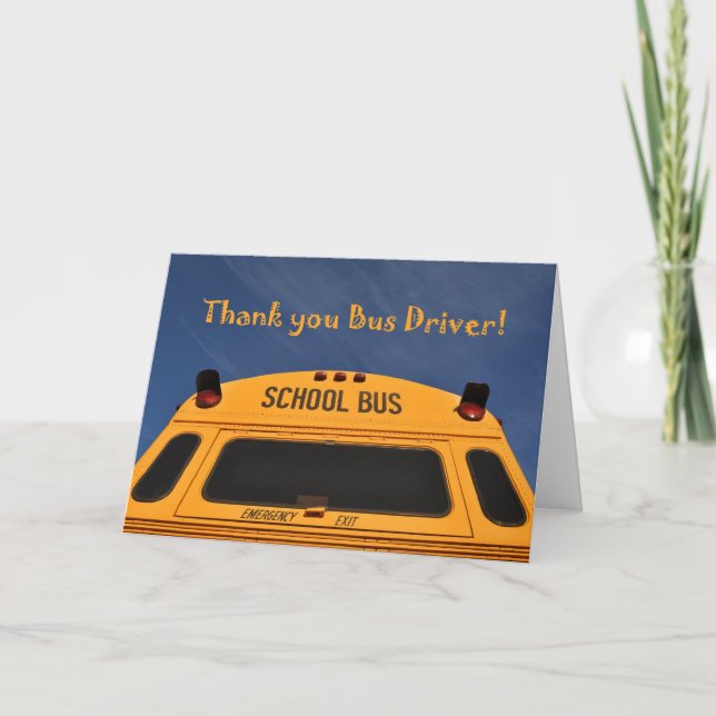 Carte De Remerciements Chauffeur d'autobus scolaire de Merci, autobus (Devant)