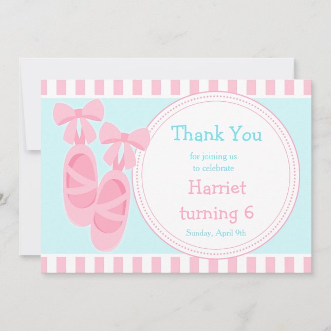 Carte De Remerciements Chaussons de ballet Ballerina fête d'anniversaire (Devant)