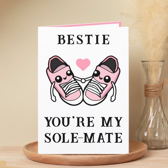 Carte De Remerciements Chaussure rose mignonne Meilleur Ami Joyeux Annive (cute, funny pink shoe pun best friend happy birthday card)