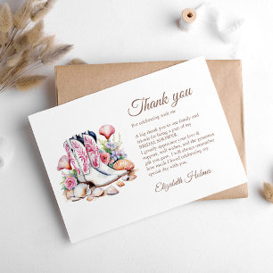Carte De Remerciements Chaussures de cowgirl côtières bohèmes pour une ba