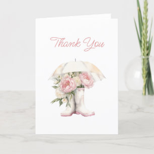 Carte De Remerciements Chaussures de pluie blanches et pivoines roses pou