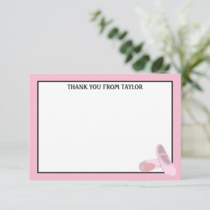 Carte De Remerciements Chaussures en Ballet Rose Panneau plat personnalis
