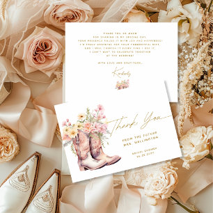 Carte De Remerciements Chaussures Fleur Floral Cowgirl Enterrement de Vie