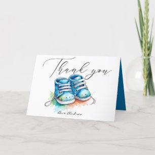 Carte De Remerciements Chaussures pour bébés   Baby shower Blue Boy
