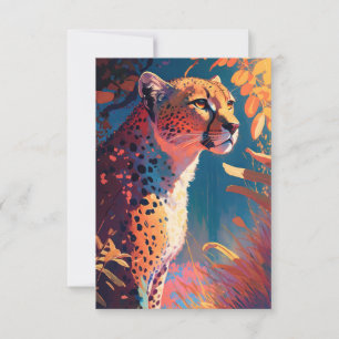 Carte De Remerciements Cheetah Animal Portrait Peinture Faune En Plein Ai