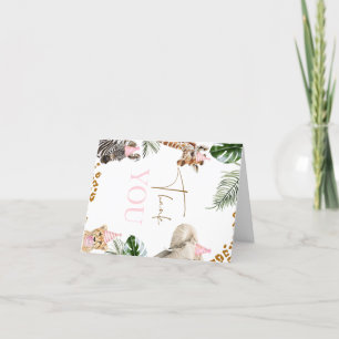 Carte De Remerciements Cheetah Print Girls Safari Wild One 1er Anniversai