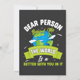 Carte De Remerciements Cher Personne Derrière Moi Le Monde Est Un Endroit