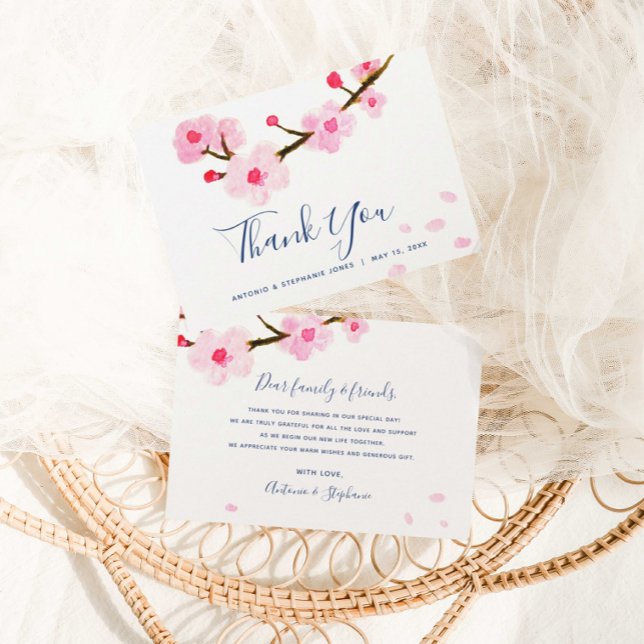 Carte De Remerciements Cherry Blossom Mariage (Créateur téléchargé)