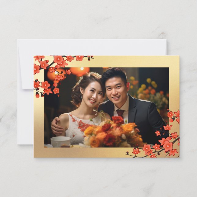 Carte De Remerciements Cherry Blossom Photo Mariage chinois (Devant)