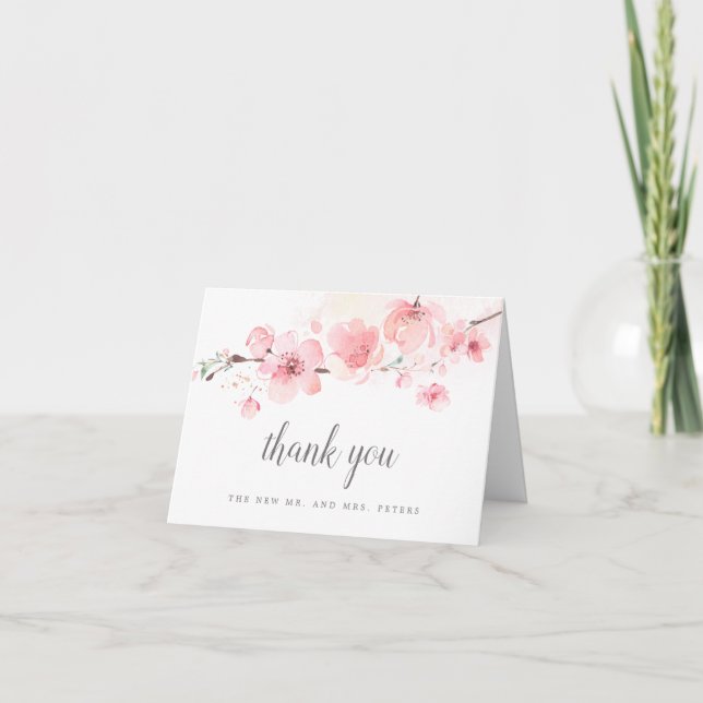 Carte De Remerciements Cherry Blossom rose Floral Mariage Photo (Devant)