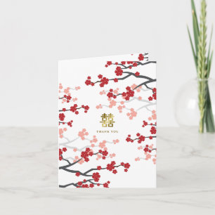 Carte De Remerciements Cherry Blossoms double bonheur Mariage chinois