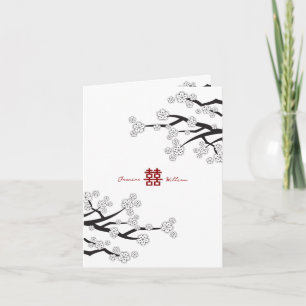 Carte De Remerciements Cherry Blossoms & Double Bonheur Mariage chinois
