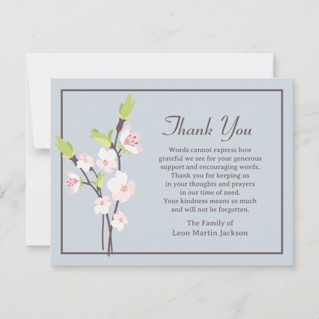 Carte De Remerciements Cherry Blossoms Funeral Thank You Note Card (Devant)