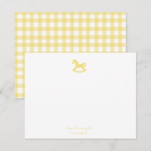 Carte De Remerciements Cheval à roche jaune garçon fille Nursery