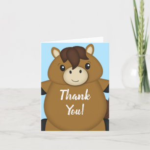 Carte De Remerciements Cheval Baby shower bleu