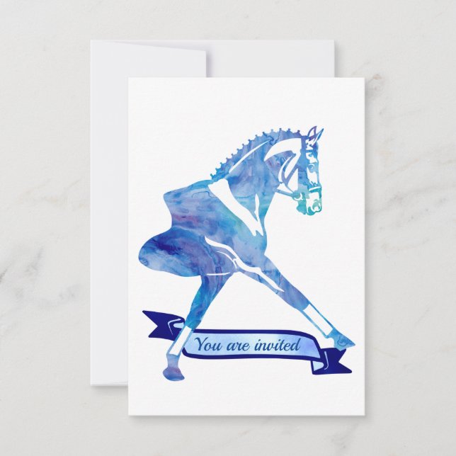 Carte De Remerciements Cheval bleu de dressage d'aquarelle (Devant)