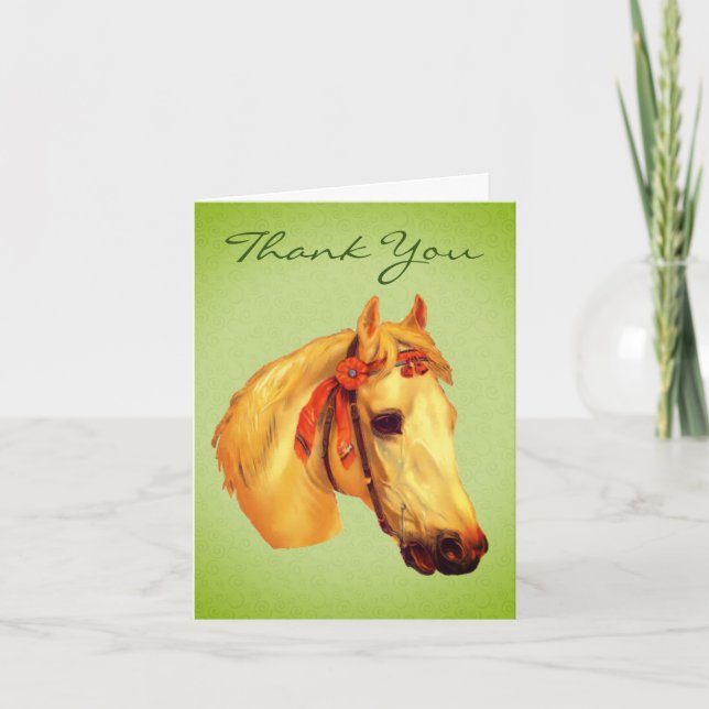 Carte de remerciements Cheval d'Art vintage (Devant)