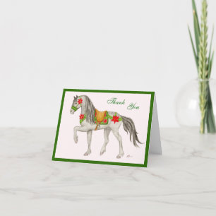 Carte de remerciements Cheval Poinsettia