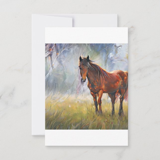 Carte De Remerciements Cheval sur une herbe (Devant)