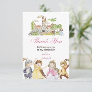 Carte De Remerciements Chevalier et princesse Anniversaire