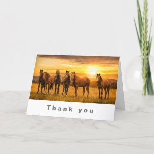 Carte De Remerciements Chevaux au coucher du soleil