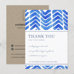 CARTE DE REMERCIEMENTS CHEVRON BLEU EN ROSE MOTIF ENTREPRISE LOGO D'ENTRE