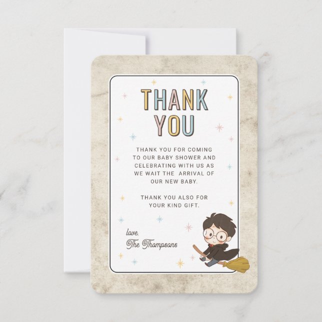 Carte De Remerciements Chibi Harry Potter Wizard Baby Shower (Devant)