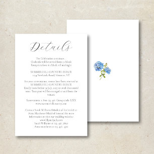 Carte De Remerciements Chic blanc Hydrangea   Fiche d'information sur les