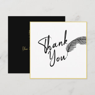 Carte De Remerciements Chic Blanc simple Or et noir