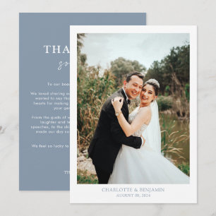Carte De Remerciements Chic Calligraphie Dusty Blue Script Photo Mariage