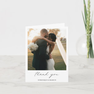 Carte De Remerciements Chic Calligraphie Minimale Photo Simple Mariage