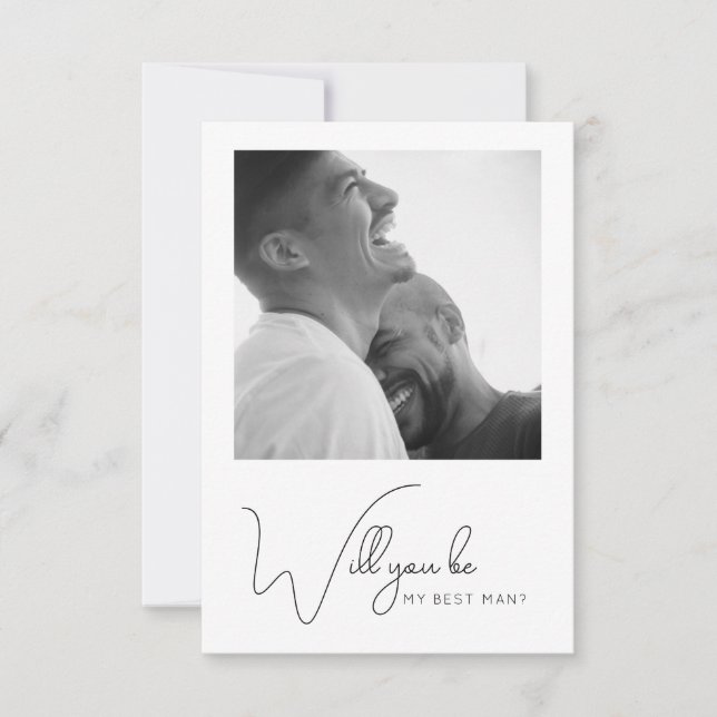 Carte De Remerciements Chic Calligraphie photo Best Man Proposition Card (Devant)