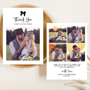 Carte De Remerciements Chic Coquette Bow avec photo   Mariage