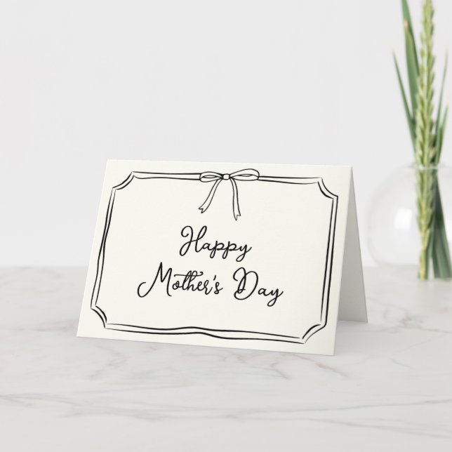 Carte De Remerciements Chic Coquette Bow Dessin Happy Mother's Day Card (Devant)