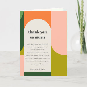 Carte De Remerciements Chic couleur brillant Super Retro Arch Mariage