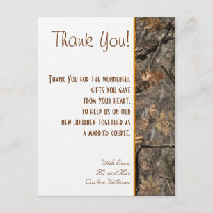 Carte de remerciements chic de mariage de Camo du
