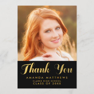 Carte de remerciements chic de photo d'obtention