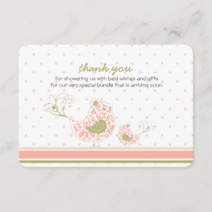 Carte de remerciements chic d'oiseau de maman
