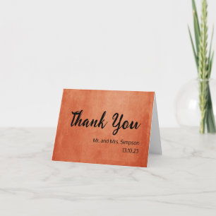 Carte De Remerciements Chic Elegant Burnt Orange Noir Nom Date Photo